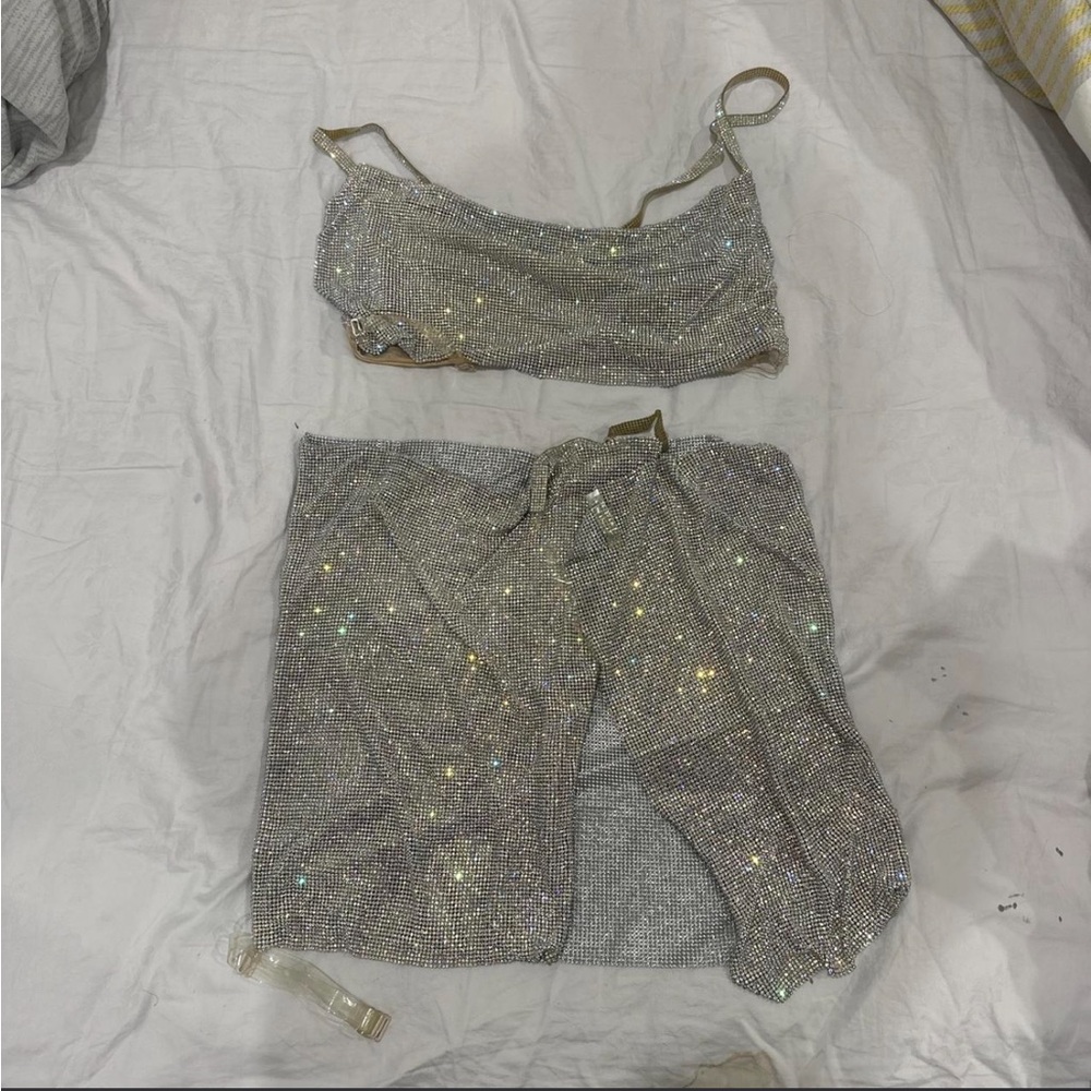STUNNING Silver Sparkly Set